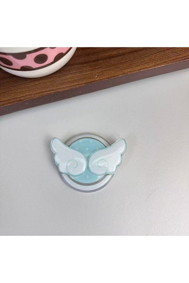 Blue Wing Cartoon For Magsafe Phone Magnetic Griptok Stand For iPhone Funny Foldable Wireless Chargi