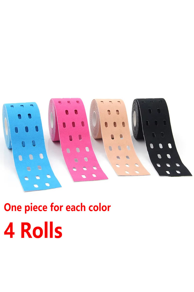 4Pcs 4 Rolls Perforated Kinesiology Tape for Sensitive Skin, More Breathable, Elastic Athletic Tape