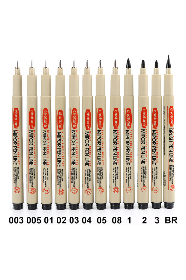 12 pcs set Manga Markers Needle Pen Art Hand-painted Hook Line Pen Sketch Pens Stationery Set Art Su
