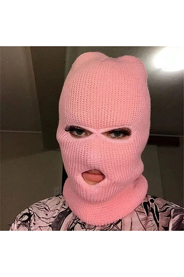 fense Men's and women's winter warm balaclava cycling windproof three-hole mask hat outdoor knitted