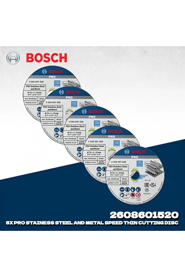 2608601520 BOSCH 2608601520 PRO Stainess Steel and Metal Speed Thin Cutting Disc for Mini Angle Grin
