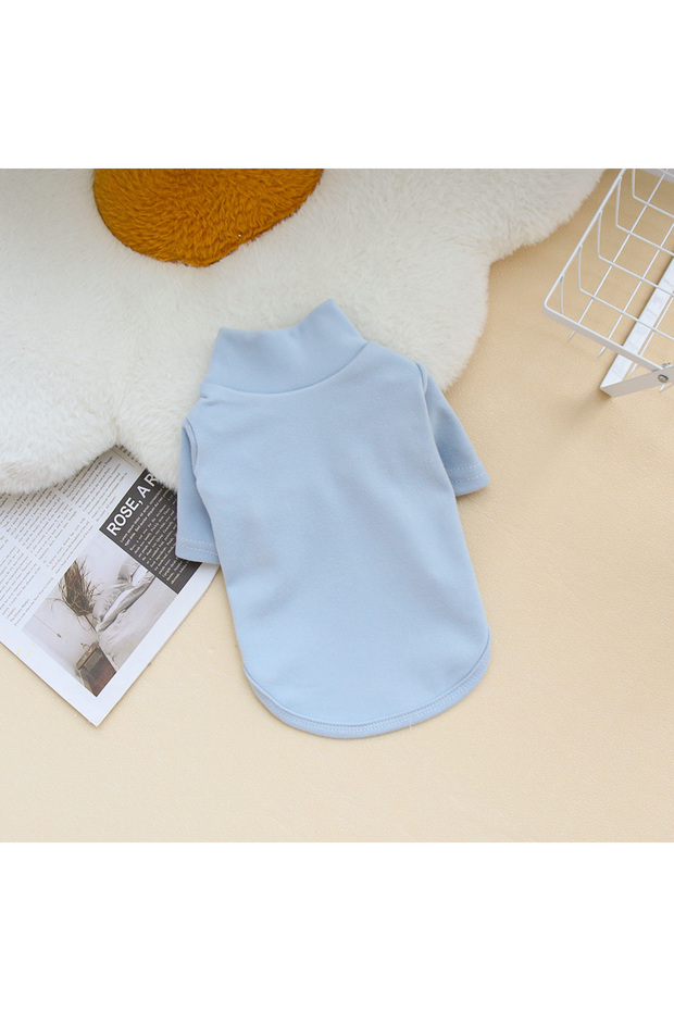 M Blue Autumn and Winter Pet Solid Color Warm Hoodie Bottom Shirt Simple and Versatile Double sided
