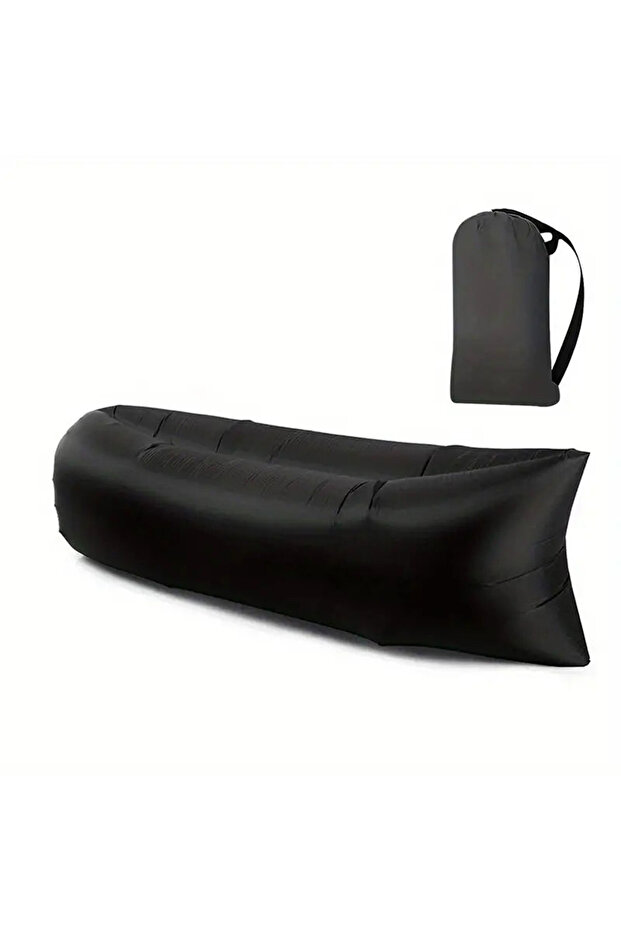 XXL black Inflatable Air Sofa Portable Fast-Inflate Waterproof Lounger for Beach Camping Pool Travel