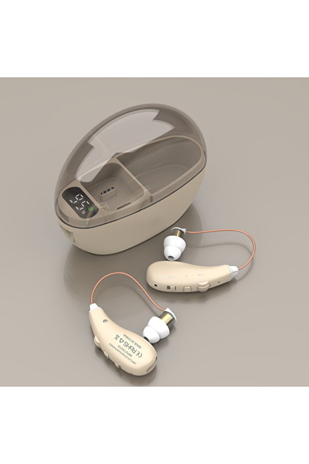Khaki Rechargeable hearing aid for the elderly behind-the-ear intelligent noise reductionhearing aid
