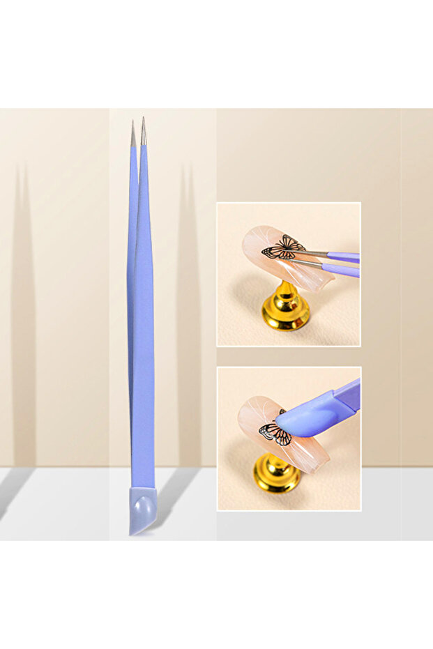 purple New Double Headed Tweezers Multi-Use Tweezers Silicone Pressing Head Nail Clipping Tool Take