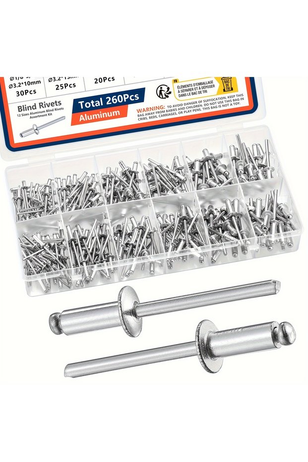 5 Sizes (70pcs) Pop Rivets Assortment Kit 12 or 5 Sizes Aluminum Blind Rivets Assorted Blind Rivets