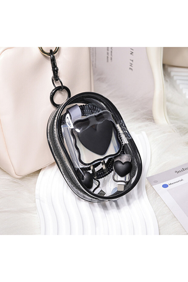 black 6PCS Charging Cable Travel Storage Case For iPhone 20W 18W Love Heart Charger Head Protective