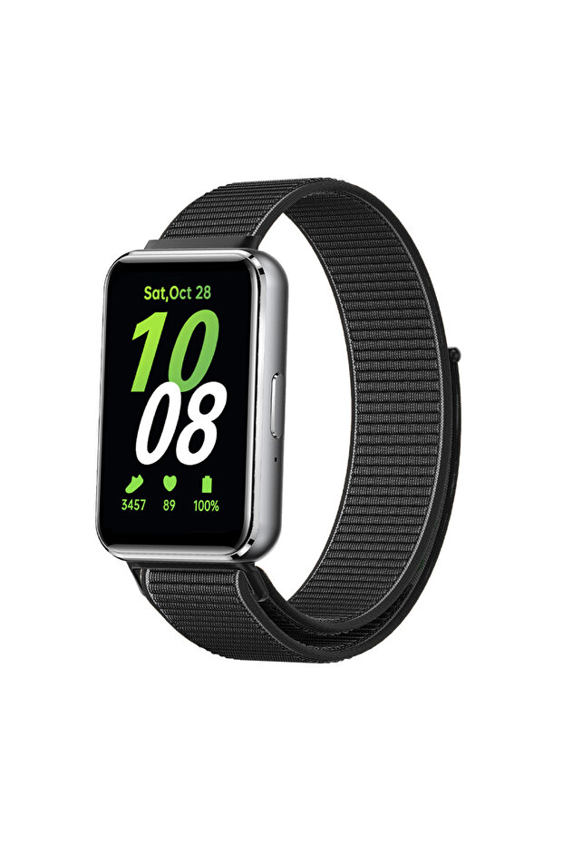 Samsung Fit3 Black Nylon Loop Strap for Samsung Galaxy Fit 3 Smart Bracelet Wristband Replacement Fo