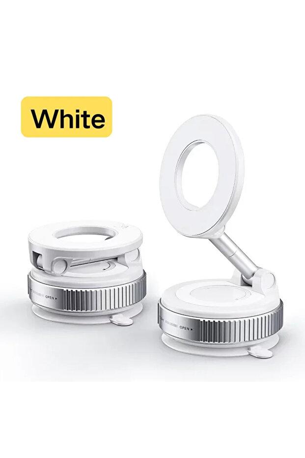 Silver Car Phone Magnetic Stand Mechanical Vacuum Suction Cup Rotate 360° Magnetic Adsorption Bracke