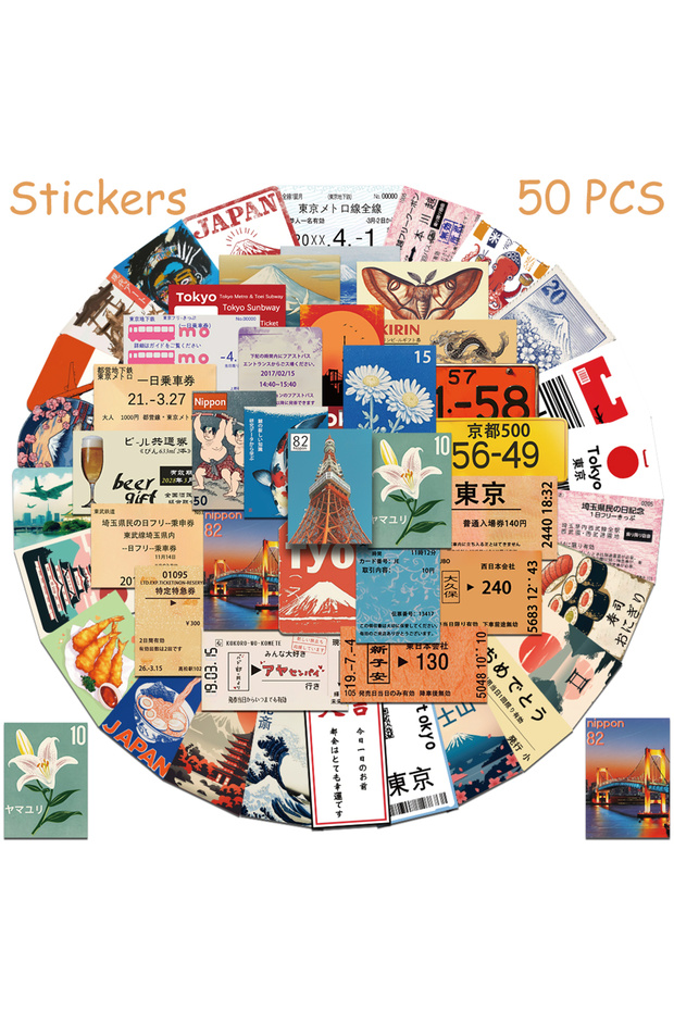 50pcs 50pcs Japanese Travel Culture Stickers Decals For Phone Laptop Scrapbook Skateboard Guitar DIY