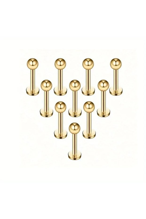 Straight Barbell Face 6mm Labret, Lip Piercing Jewelry C golden 10pcs 10PCS/SET 6mm 8mm 10mm 12mm St