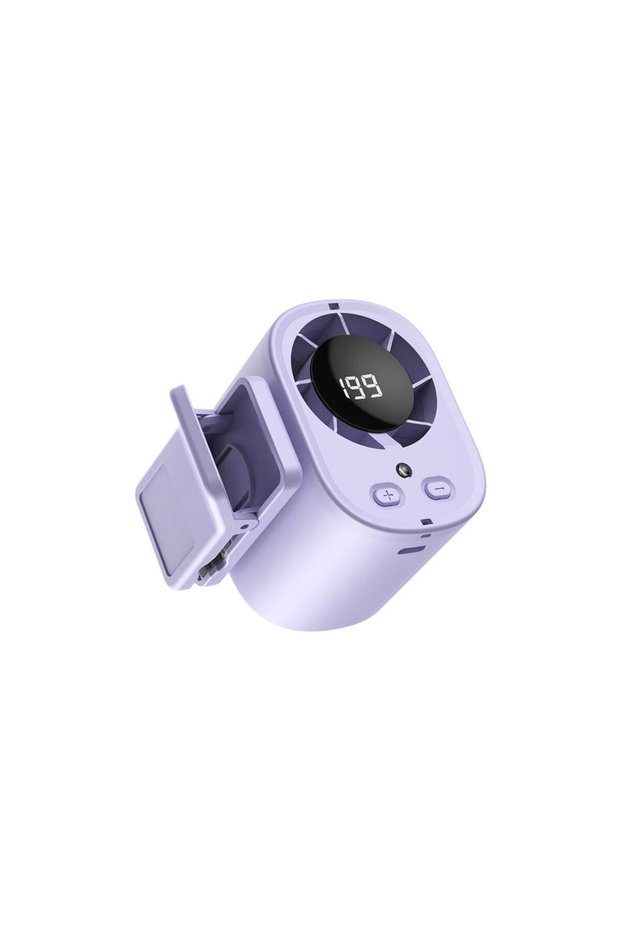purple Car Air Conditioning Fan Clip Portable USB Rechargeable Cooling Fan with LED Display 360 Rota