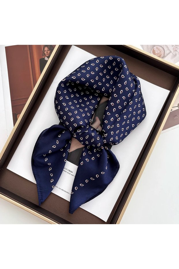 70x70CM FJ716-14-5 Women's Square Scarf Soft Satin Floral Print Wrap Foulard Neckerchief Bandannas H