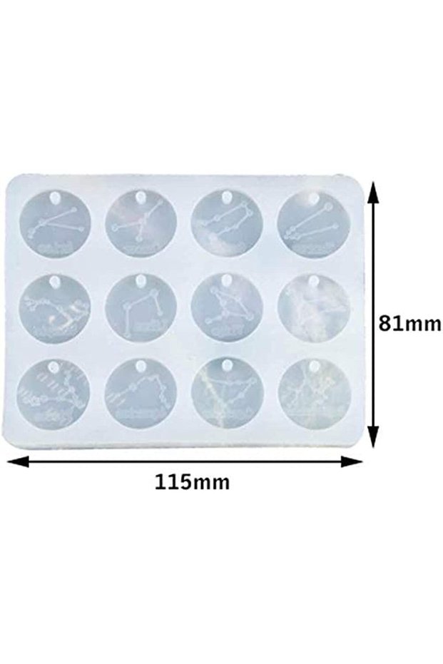 1Pc mold 12 Zodiac Constellation Resin Molds, Round Zodiac Sign Epoxy Resin Molds for Jewelry Making