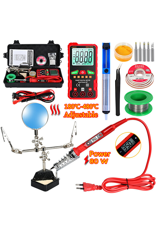 Q25-220V Temperature Electric Soldering Iron Kit 110V 220V 80W LCD Solder Welding Tools With Multime