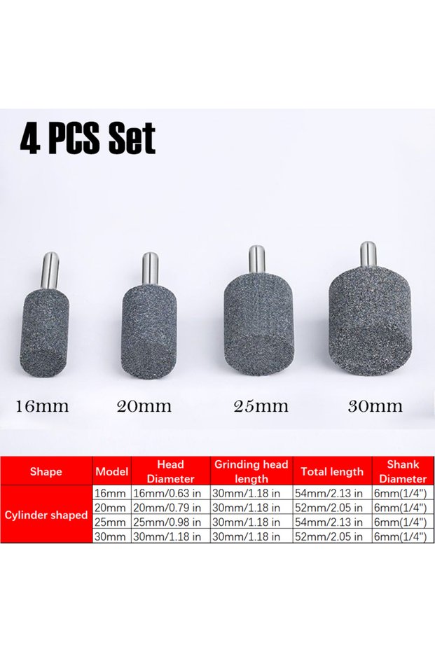Cylinder shaped Set 4PCS Metal Grinding Stone Set Polishing Sanding Rust Removal Deburring Grinding