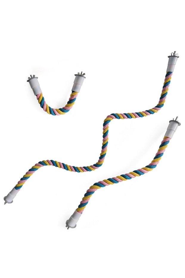 L 60cm Yellow 1PC Pet Bird Bite Toy Parrot Color Cotton Rope Toys Elastic Parrot Climbing Toys Sturd