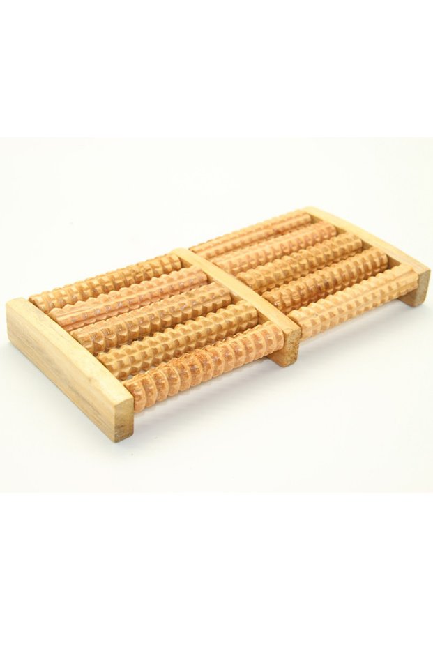 Dual Wooden Foot Feet Massager Roller Relieves Plantar Fasciitis Heel Arch Pain Stress Relief & Rela