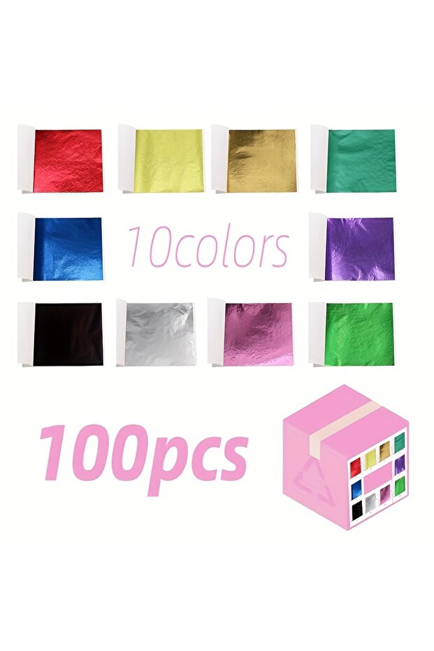 colour mixture 100 Sheets DIY Nail Gold Leaf Sheets Painting Gold Leaf Paper Art Craft Paper Birthda