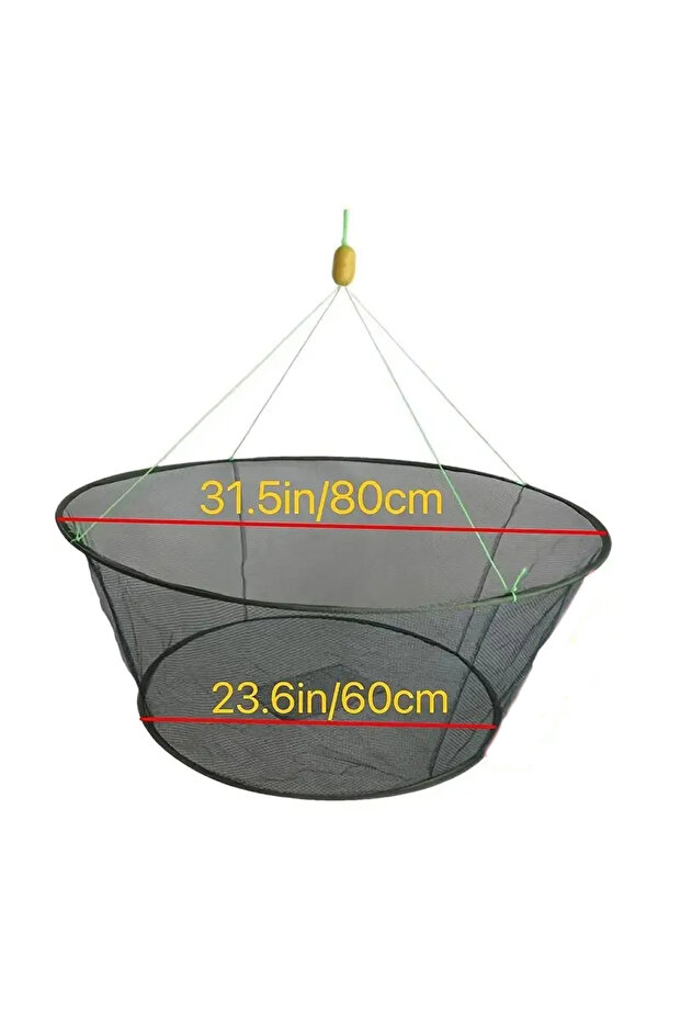 80cm-31.5in green Open folding lifting net, fish bag, crab cage, fishing net, hand thrown net, lifti