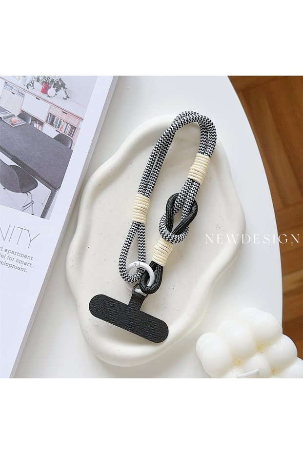 Black and White Phone Lanyard Wrist Strap Phone Case Connection Piece Universal Phone Case Accessori