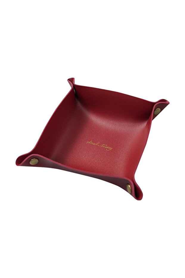 18x18cm red Nordic Style Leather Storage Tray Desktop Organizer For Key Jewelry Cosmetic Storage Box