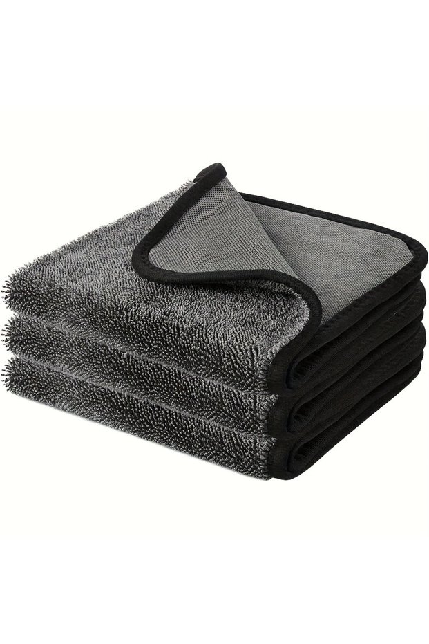 3pcs DARK GRAY 3PCS Magic Microfiber Cleaning Cloths - No Streaks, Super Soft & Highly Absorbent- Qu