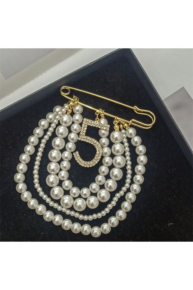 Gold Classic Elegant Women Men Pearl Tassel Crystal Brooches Badges Vintage Lady Party Wedding Acces