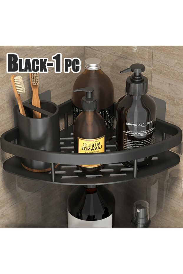Black-A-1PCS Wall Hanging Corner Rectangular Rack Bathroom Shelf Towel Rack Shelves Wall Shower Sha
