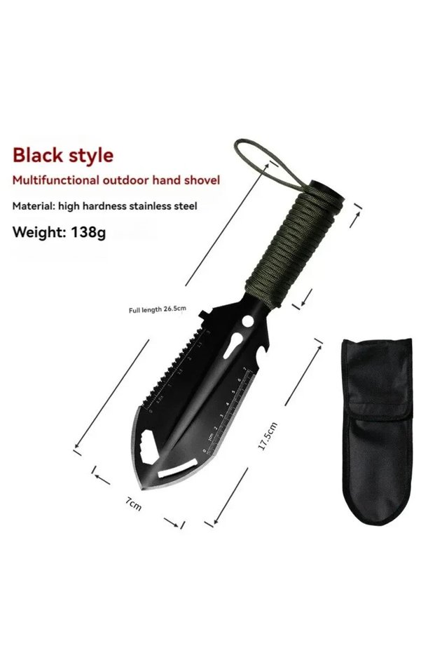 Black Camping Engineer Shovel Wilderness Survival Tool, Outdoor Stainless Steel Multifunctional Smal