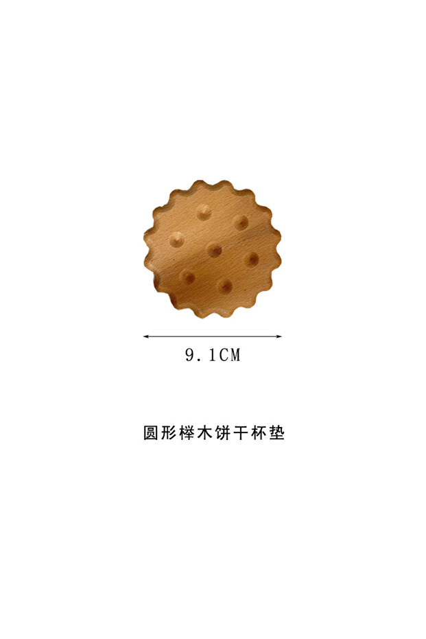 1pc Round Beech Cookies Coaster Wooden Coaster Cute Biscuit Shape Coaster Wooden Insulation Pad Chri