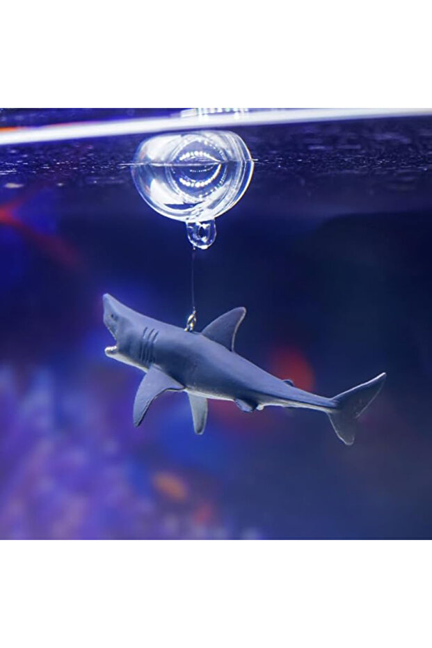 GRAY 1pc Floating Shark Ornament Adjustable Aquarium Shark Animal Decor Aquarium Floating Shark Orna