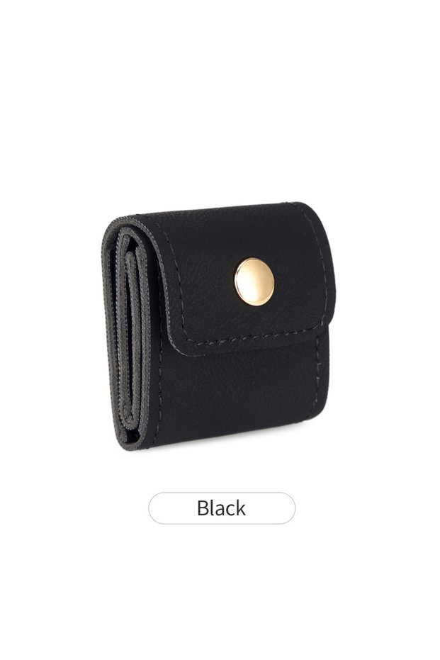 KB450-Black Mini Jewelry Organizer Roll Pouch PU Leather Travel Jewelry Case with Multiple Pockets f