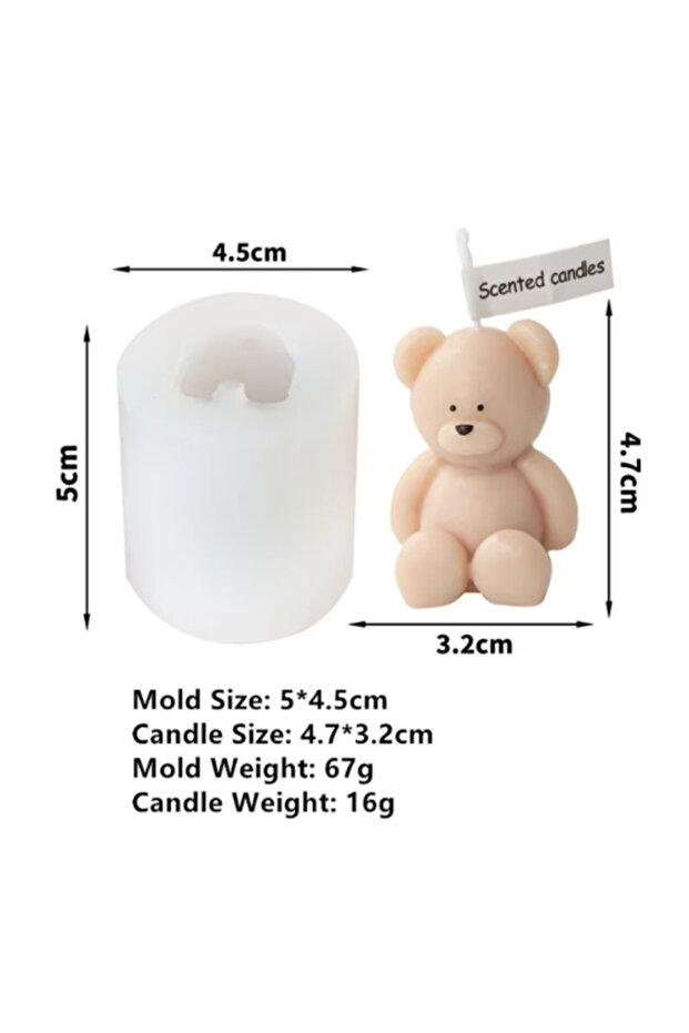 S 3D Cute Cartoon Bear Silicone Candle Mold DIY Mini Bear Scented Candle Plaster Home Decoration Too