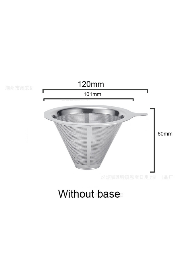 Without base Reusable Coffee Filter Holder Double Layer Stainless Steel Coffee Tea Strainer Coffee A