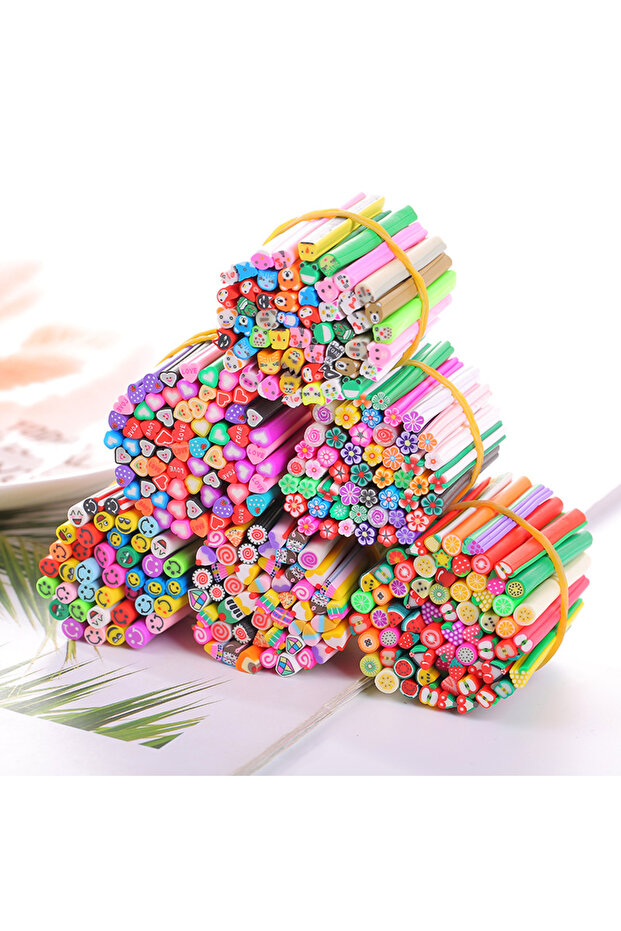 50PCSRandomMixed 50Pcs Random Mixed Polymer Clay 3D Nail Art Canes Stick Rods Stickers Nail Tips Rhi