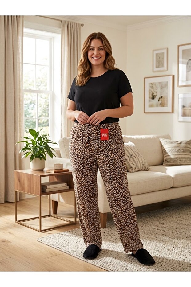 Plus Size Women's Suede Pants with Elastic Waist