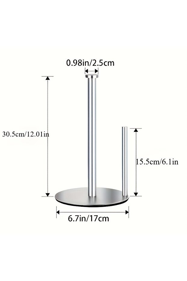 Silver Stainless Steel Paper Towel Holder with Weighted Base, Heavy Duty Kitchen Countertop Organize