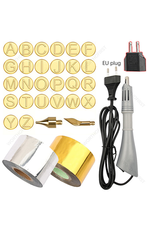 AZ GoldenSilvery Heated Stamping Foil Pen Electric Hot Applicator Tool Kit Apply Foil to LeatherCraf