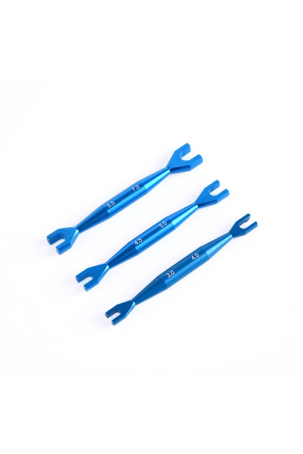 Blue 3pcs Wrench 3-4mm 4.5-5mm 5.5-7mm Double End Universal Spanner Open End Wrenches For Rc Crawler
