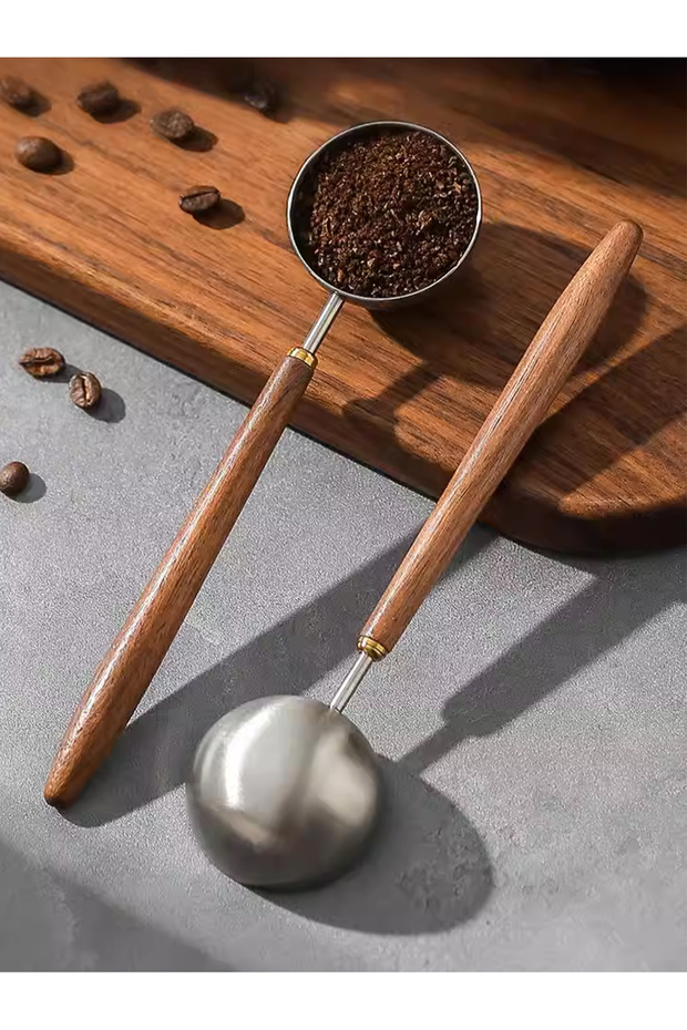 M Coffee Spoon - Vintage Walnut Wood Handle, Stainless Steel Coffee Scoop ,Stainless Steel Tea Scoop