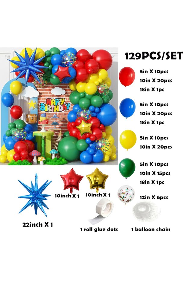 As Picture 129Pcs 129Pcs Rainbow Balloons Garland Arch with Star Foil BalloonBirthday Party Balloons