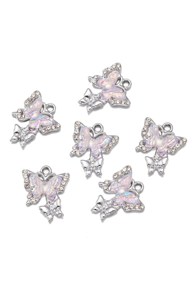 Rhodium Purple 10pcs/Lot Animal Charms Butterfly Shape Pendant for DIY Earrings Bracelets Necklace J