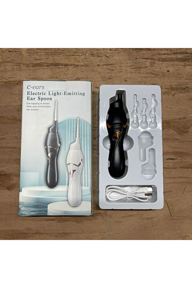 black Electric Vacuum Ear Wax Remover Luminous Ear Pick Suction Device Ears Picking Spiral Ear Clean