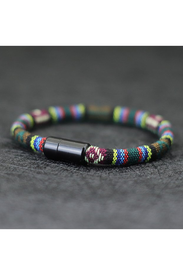 darkgreen Bohemian Bracelet Tissu Men Magentic Lucky Fabric Braslet Minimalist Ethnic Brazalete Boyf