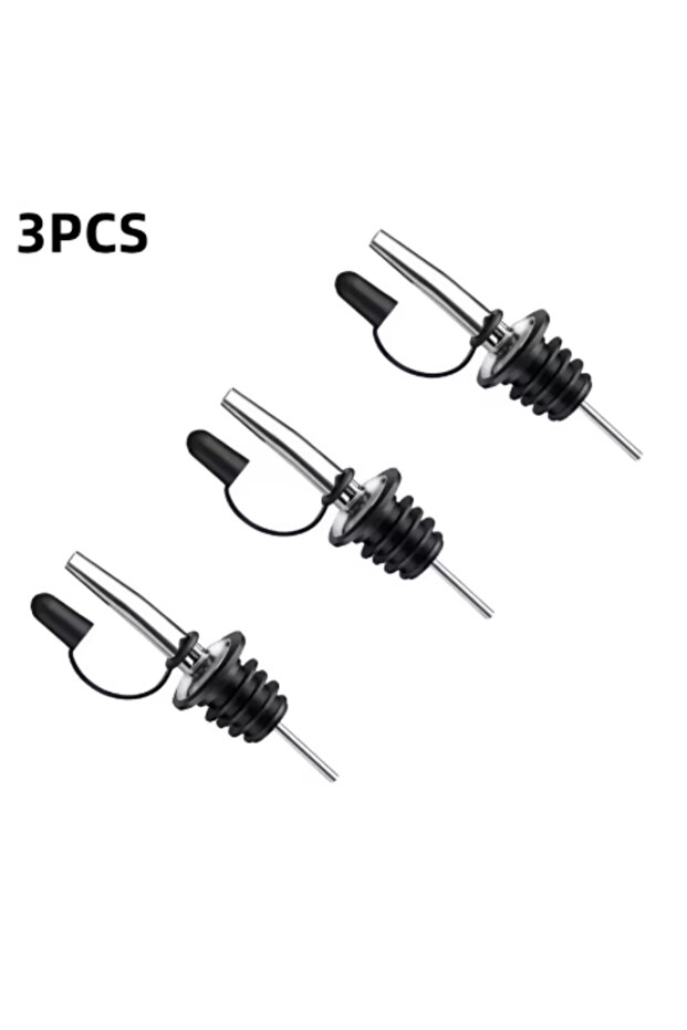 3pcs Stainless Steel Wine Pourer Olive Oil Stopper Cap Dispenser Spout Sauce Vinegar Auto Open Poure
