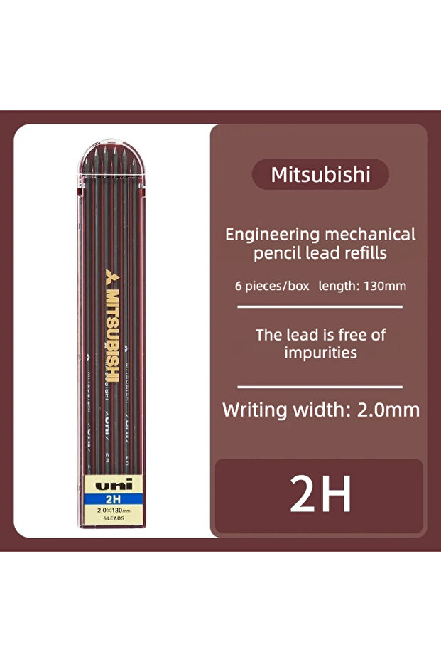 1box 2H Japan UNI Engineering Mechanical Pencil Leads 2.0mm Pencil Refills, Universal Sharpener DPS-