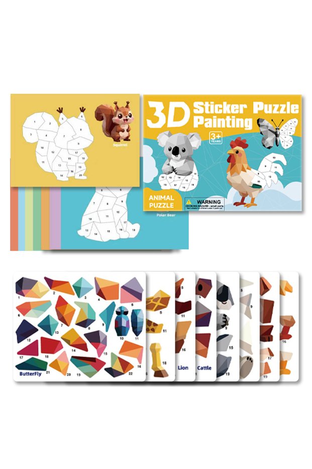 Land Animals New 3D Puzzle Stickers Number Matching Puzzle Sticker Creative DIY Puzzle Sticker Paint