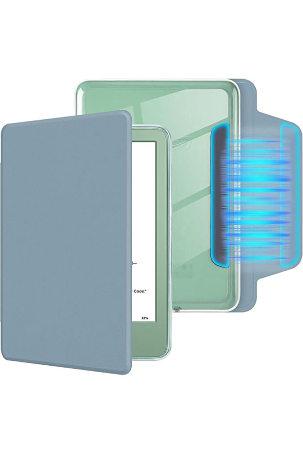 Misty Blue Magnetic Detachable Case for 7" Kindle Paperwhite 12th Gen - Slim Lightweight PU Protecti