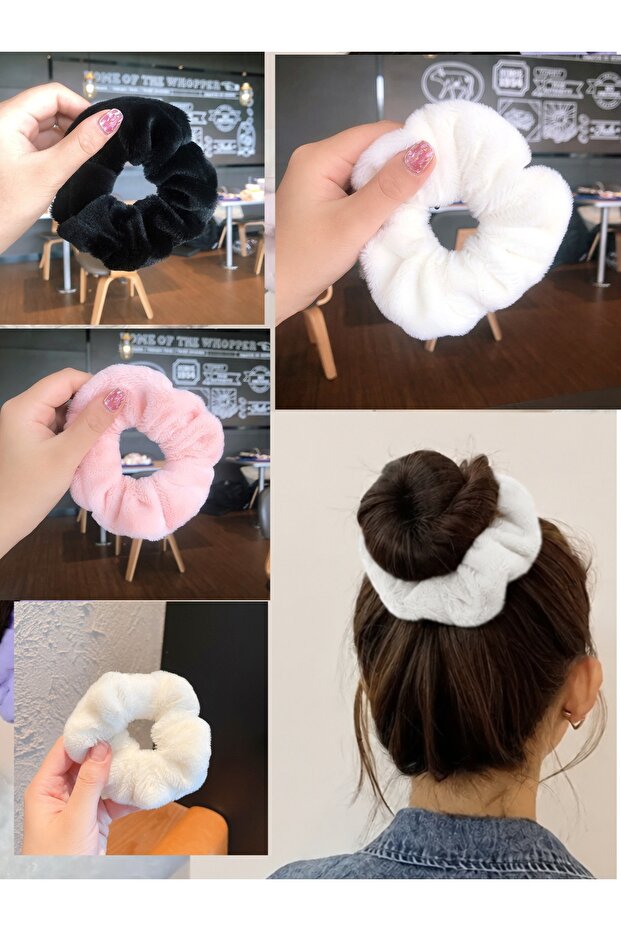 Fur Plush Feather Quality Rubber Bagel Buckle - 4 Pieces